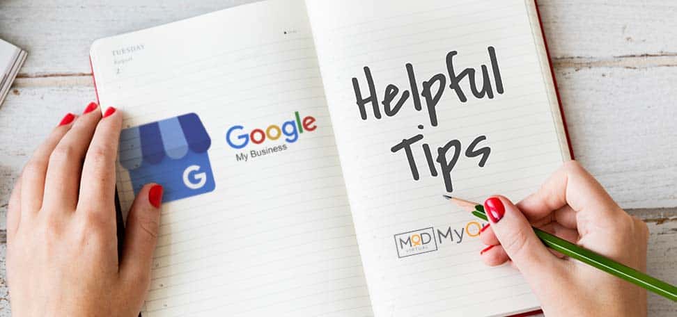 notebook with gmb logo and written the word helpful tips